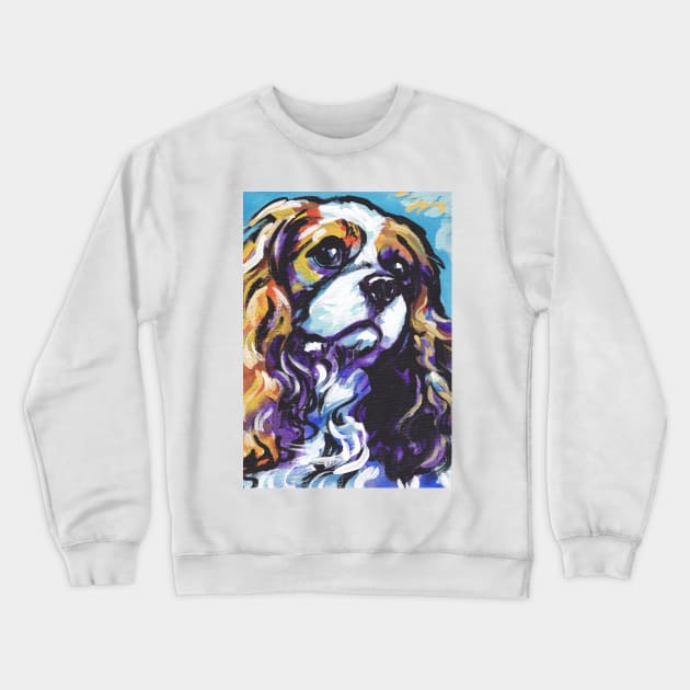 cavalier king charles spaniel Dog Bright colorful pop dog art Crewneck Sweatshirt by bentnotbroken11